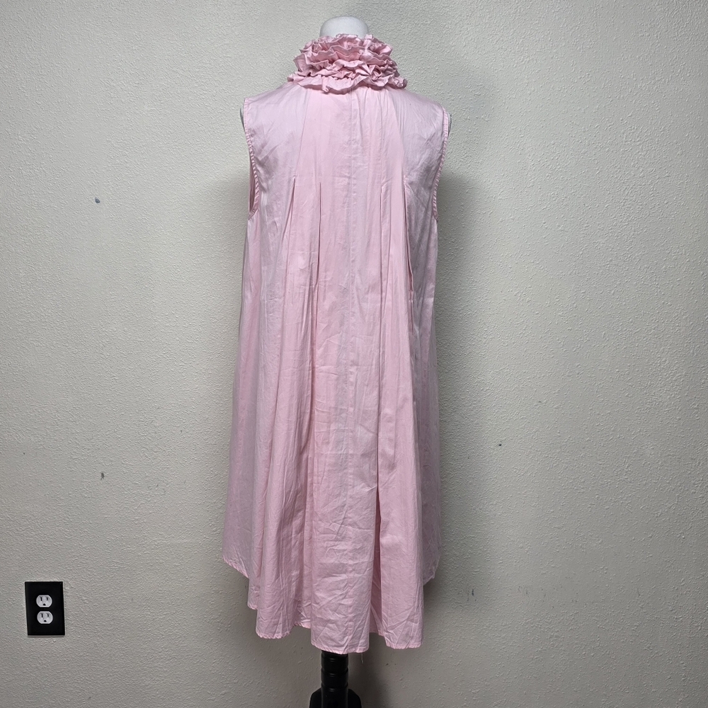 STYLE Pink Trapeze High Low, Ruffled Turtle Neck, Sleeveless, Size Medium - Picture 3 of 10